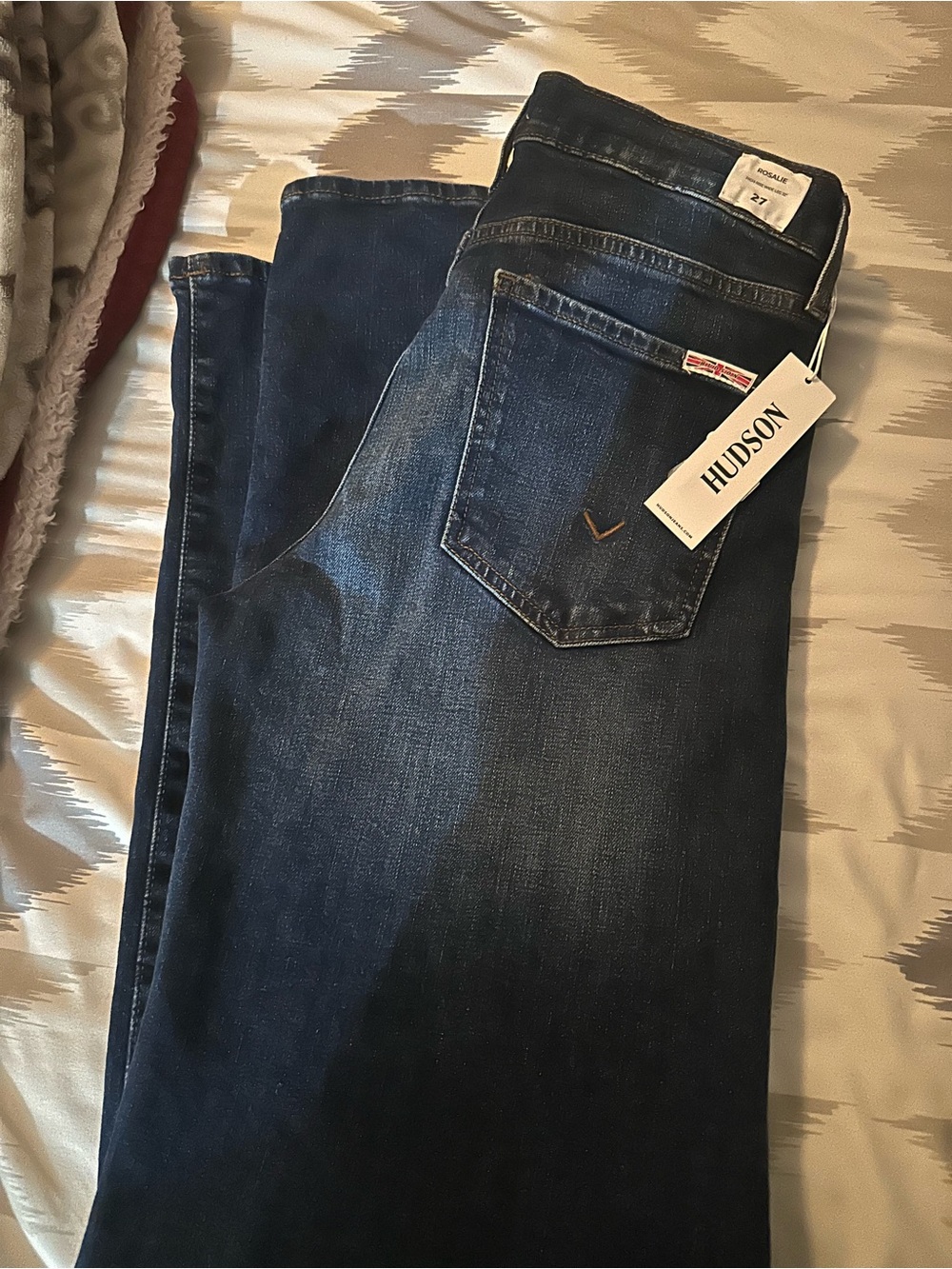 HUDSON Rosalie High Rise Wide Leg Jeans Women Size 27 32” Dark Wash Stretch NW